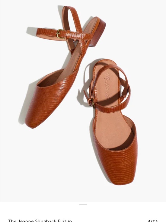 Madewell Shoes - Madewell Tan Croc-Embossed Slingback Flats